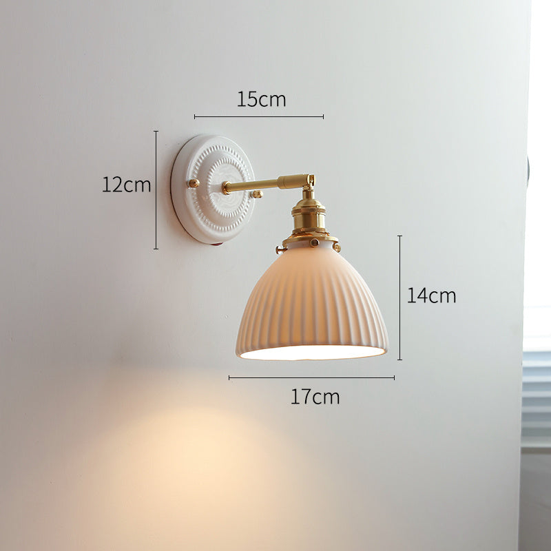 Ceramic Nordic Bedroom Bedside Full Copper Wall Lamp