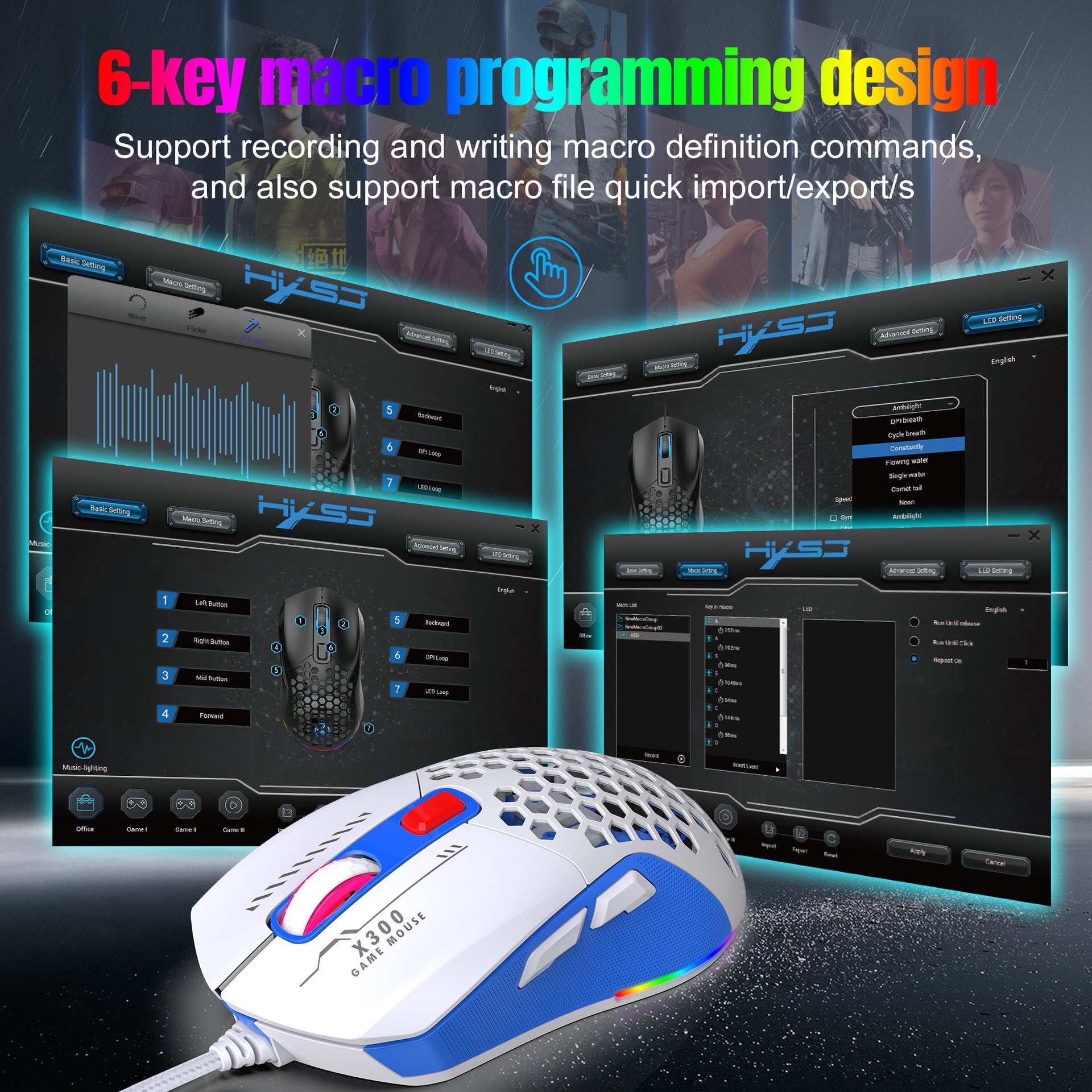 Hollow Out Wired E-sports MOUSE RGB Luminous Lightweight Gaming MOUSE