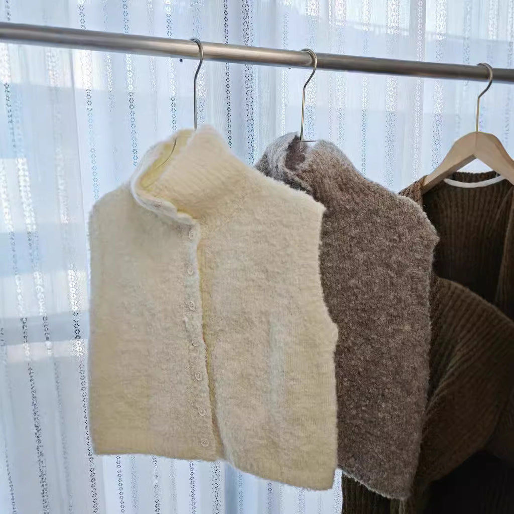 Casual Plus Size Turtleneck Knitted Waistcoat Vest