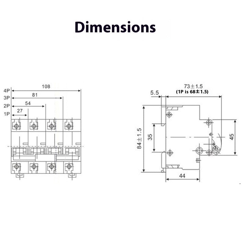 Photovoltaic Direct Current Breakers 2 P100A125A Total Open