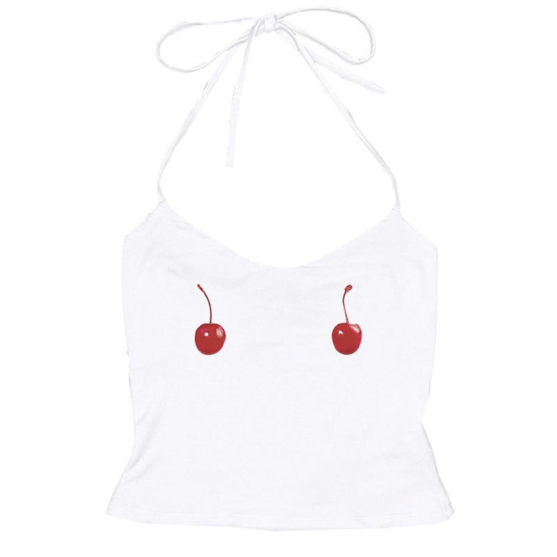 Cherry Print Girl Baby T-shirt Street Sleeveless