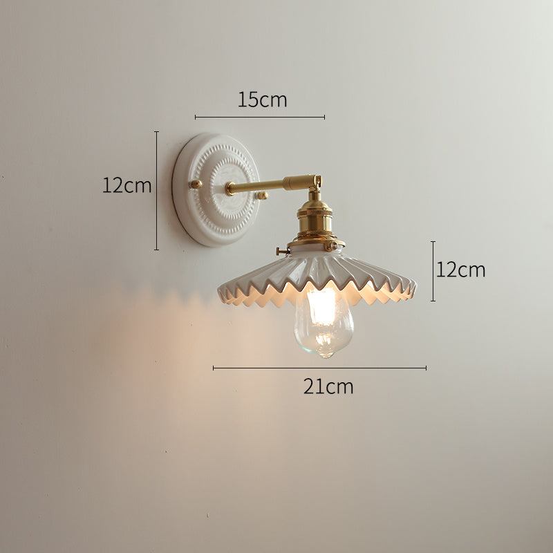 Ceramic Nordic Bedroom Bedside Full Copper Wall Lamp