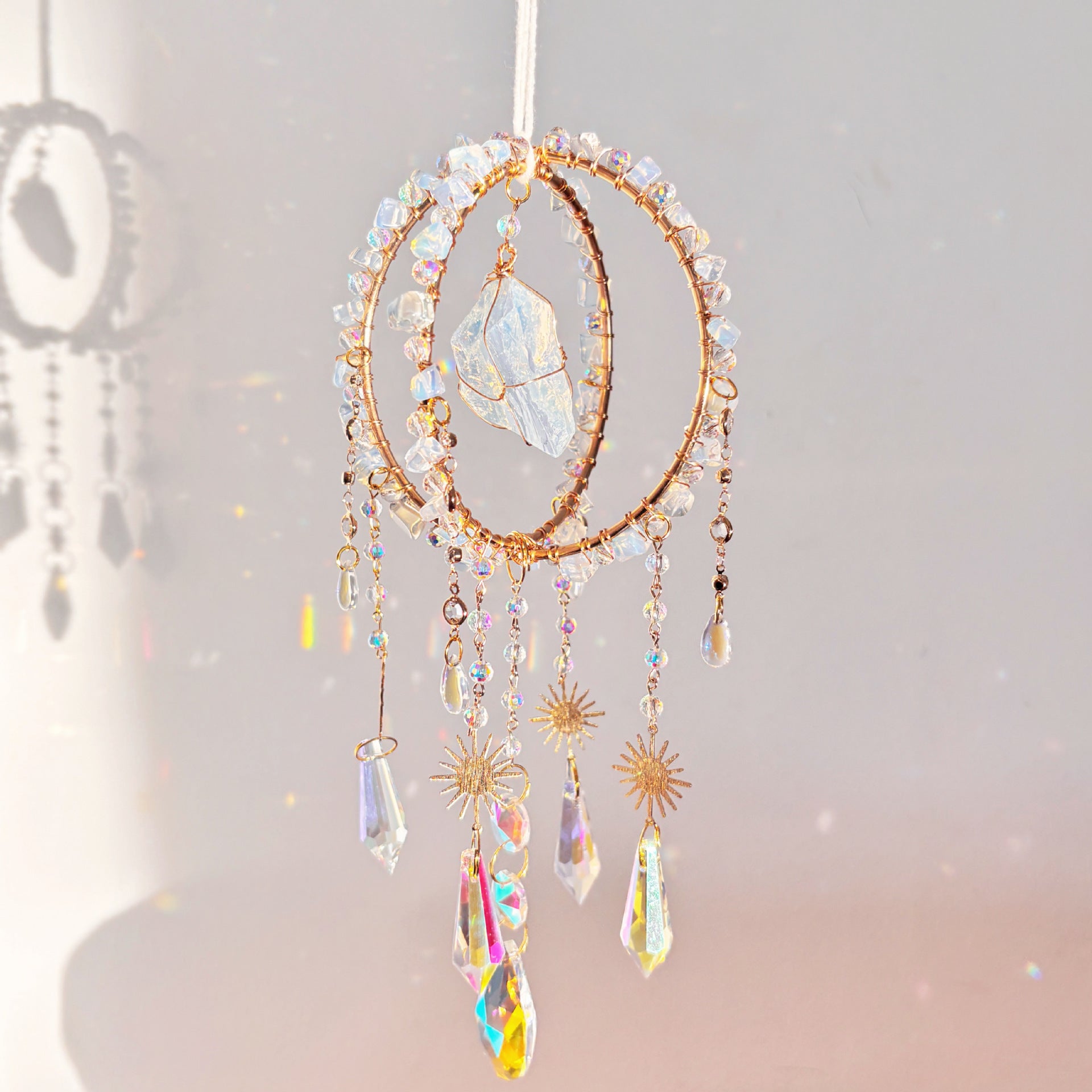 Natural Gravel Sun Catcher Rough Stone Winding Spherical Crafts