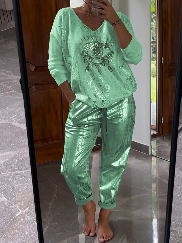 Evil Eye Bronzing Top And Trousers Suit