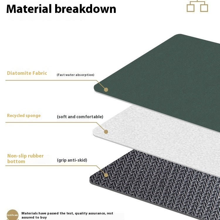 Pigskin Pattern Diatom Ooze Soft Cushion Bathroom Mats Quick-drying Absorbent Door Mat