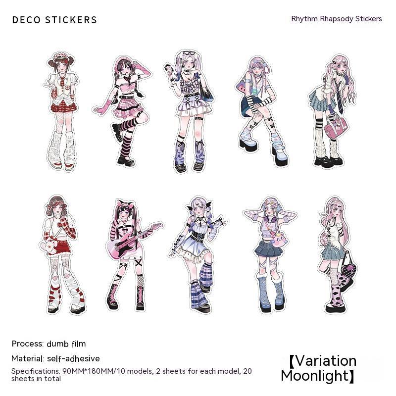 Cute Girl Anime Journal Material Stickers