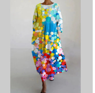 Women's Loose Round Neck Fashion Printed Dress