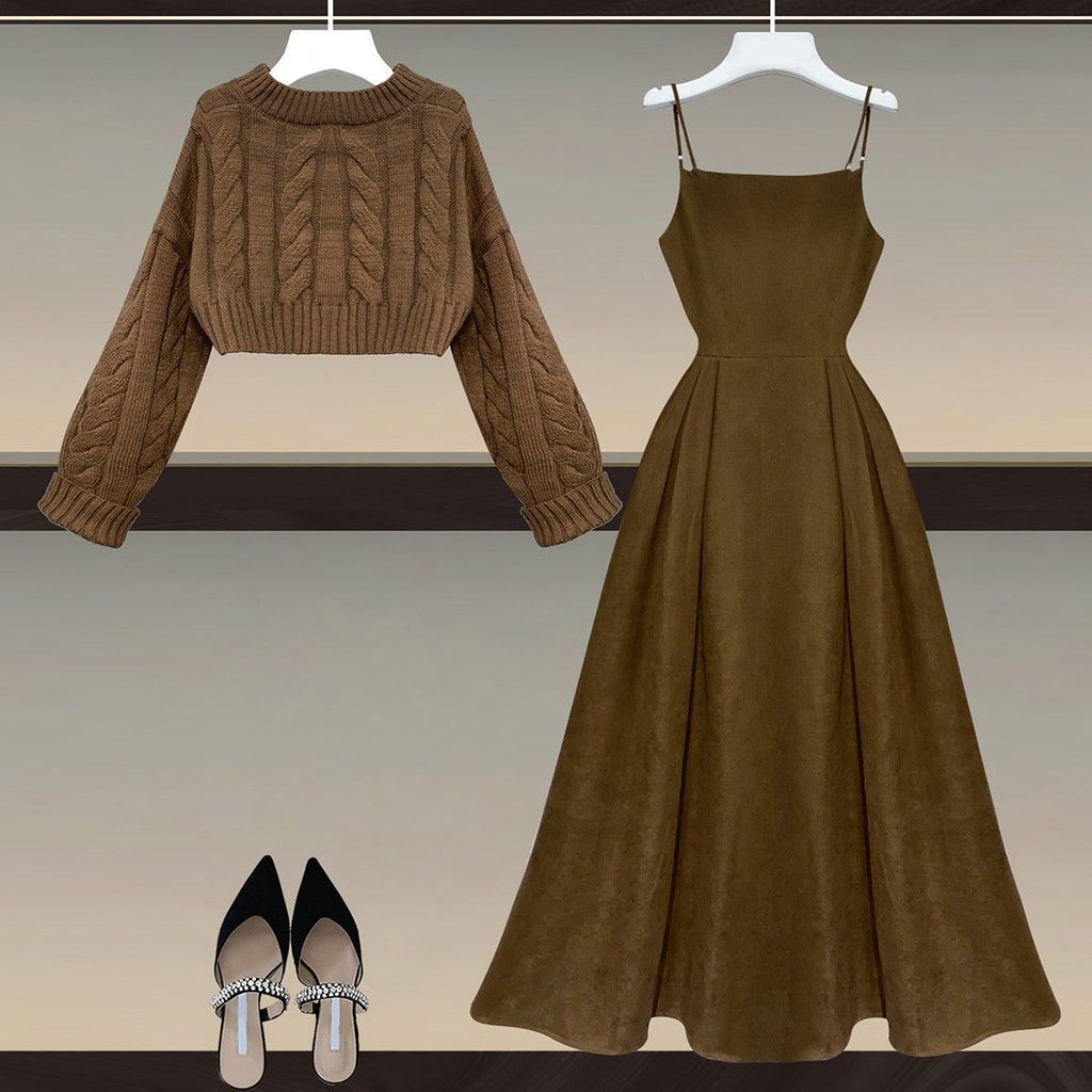 Waist-controlled Sling Dress Fashion Temperament Youthful-looking Two-piece Set