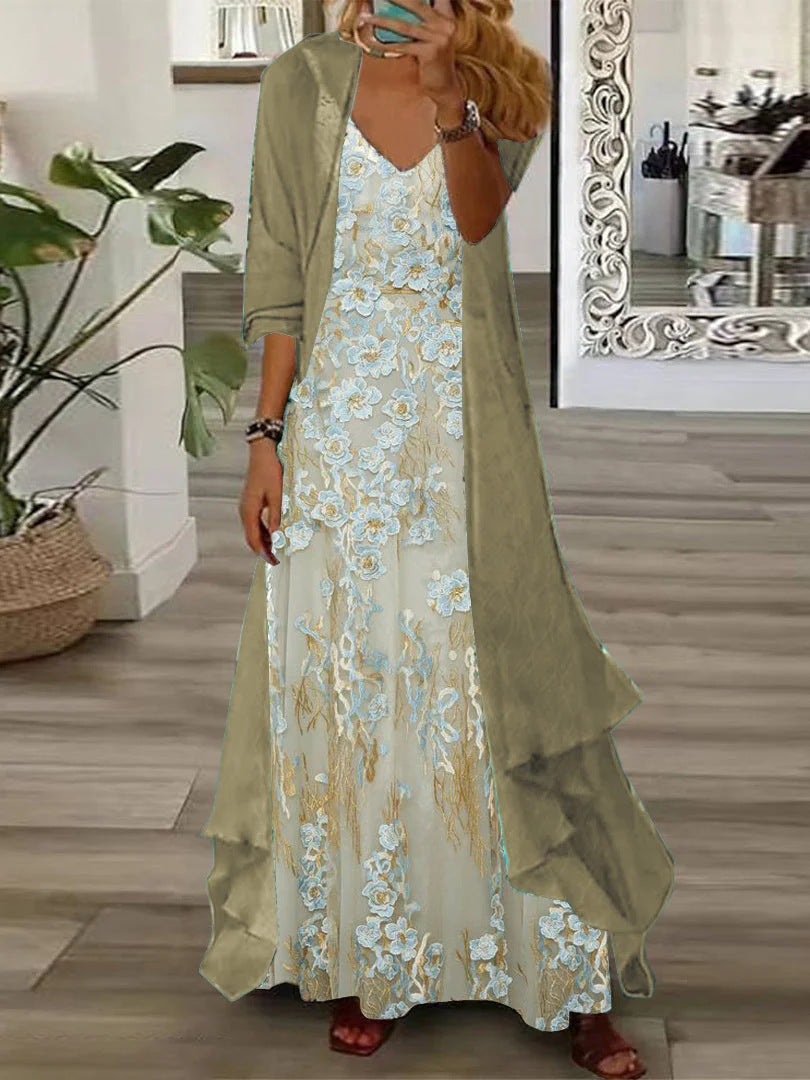 European And American Vacation Spaghetti Straps Long Skirt Indian Style Large Swing Skirt Two-piece Set