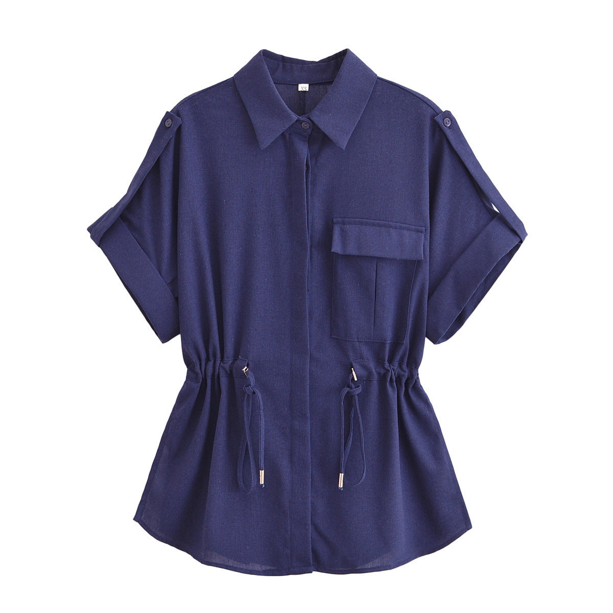 Europe And America Cross Border Women's Linen Adjustable Waist Shirt Straight-leg Pants Suit