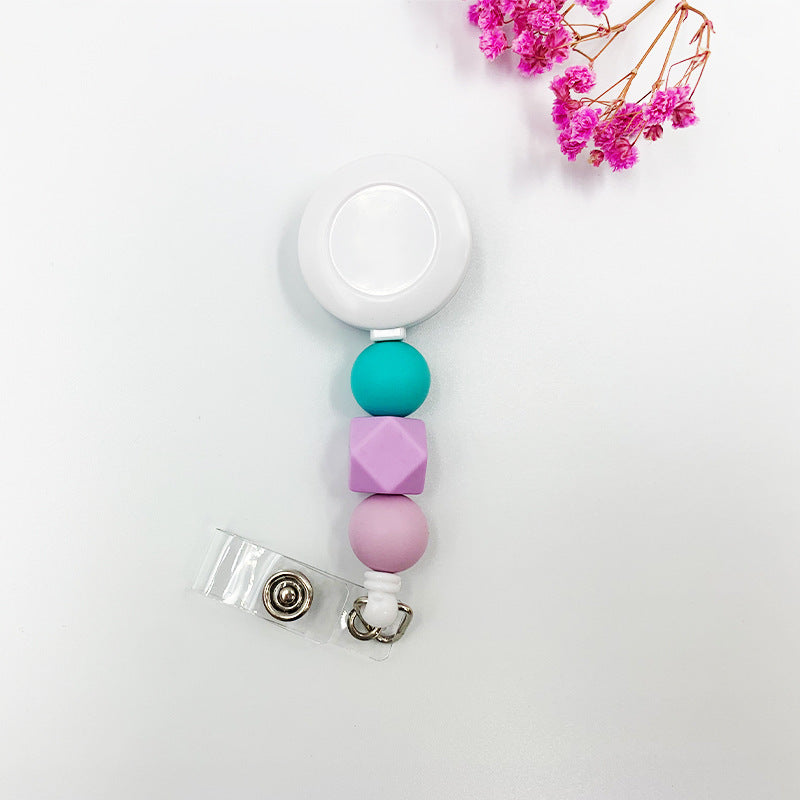 Badge Student ID Card Badge Silicone Bead Keychain