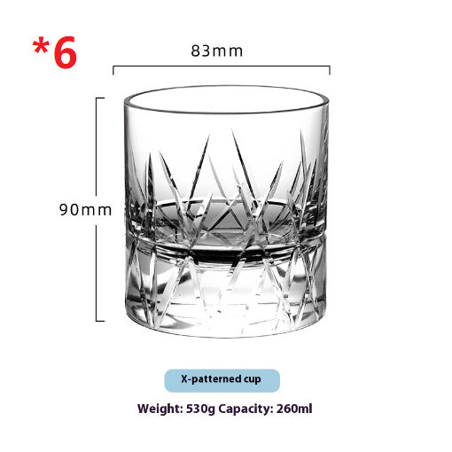 Whiskey Crystal Glass Handmade Fine Carved Wine Glass Ice Hockey Wide Mouth Light Luxury Shot Glass