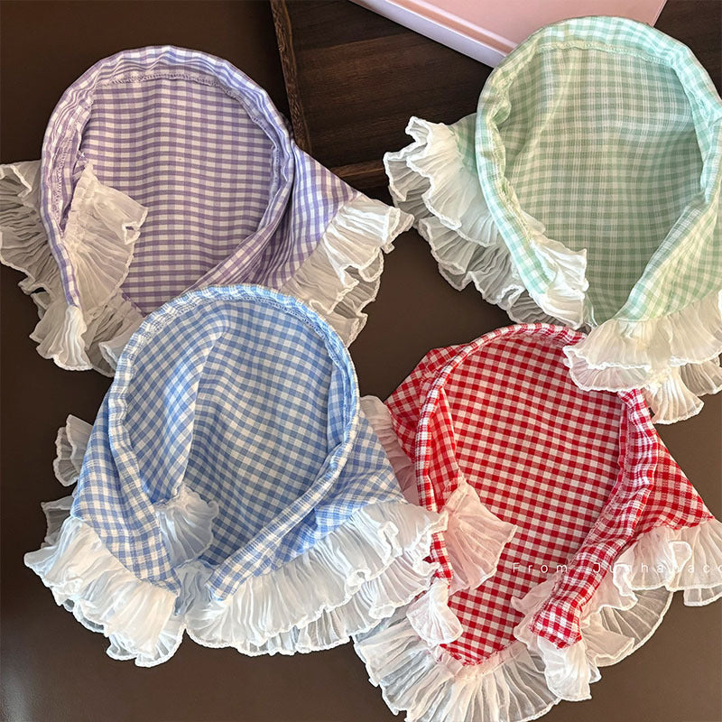 Blue Plaid Lace Triangular Binder Women