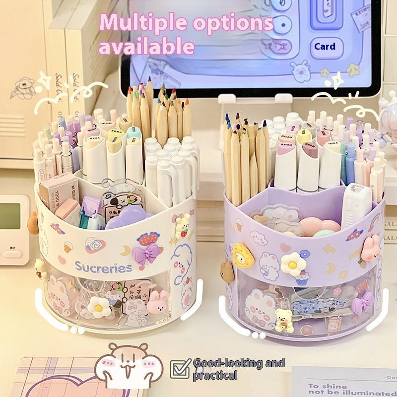 Multifunctional Large Capacity Division Rotating Pen Holder Drawer Rack