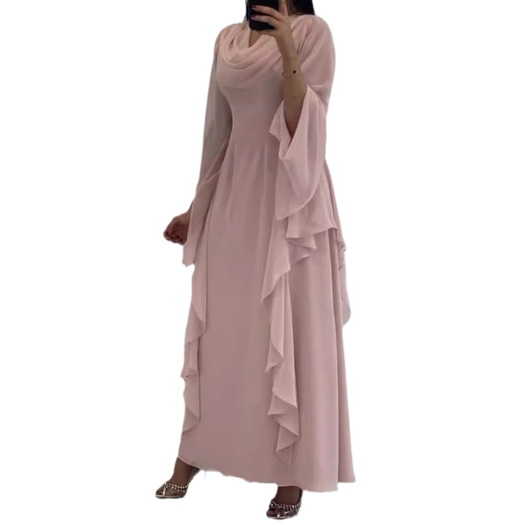 Women's Cascading Collar Wooden Ear Fairy Lady Gentle Long Temperament Dress