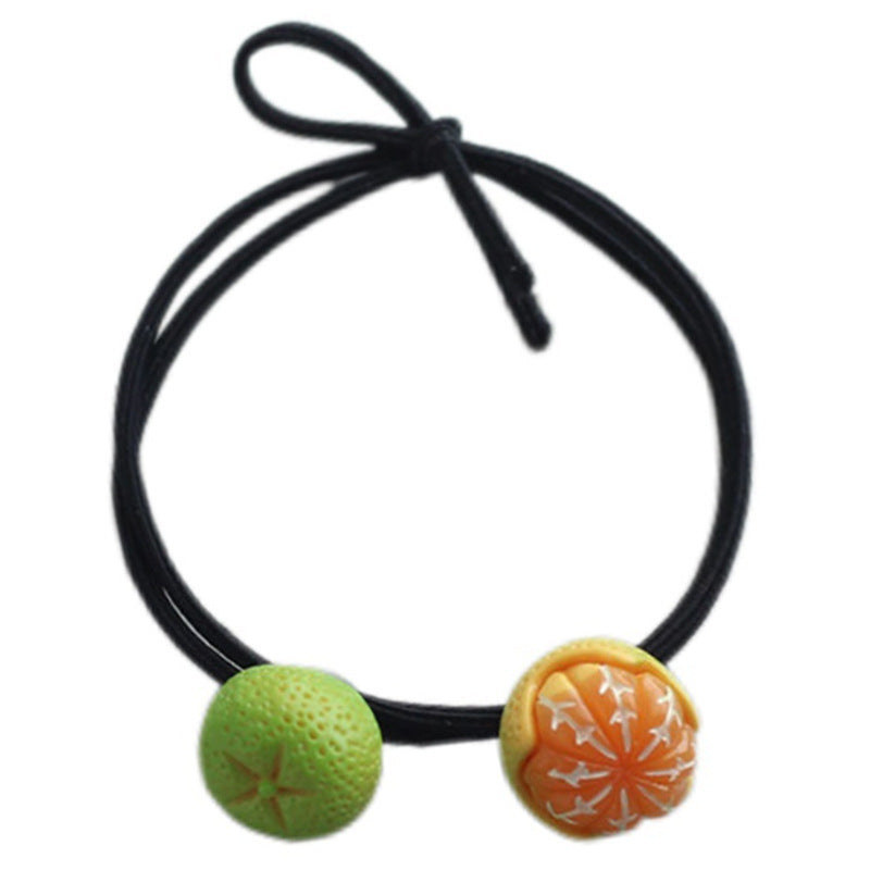 Double Orange Hair Band Bracelet Super Cute Emulational Fruit Head Rope