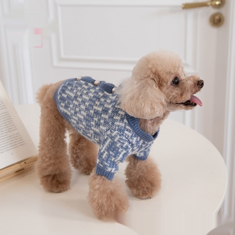 Autumn And Winter Pearl Sweater Cardigan Pet Clothes