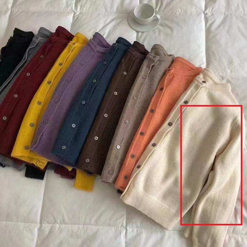 Fashion Round Neck Knitted Cardigan Loose-fitting Outerwear Sweater Coat