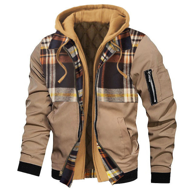 Autumn And Winter Thick Plus Size Men's Solid Color Hooded Jacket