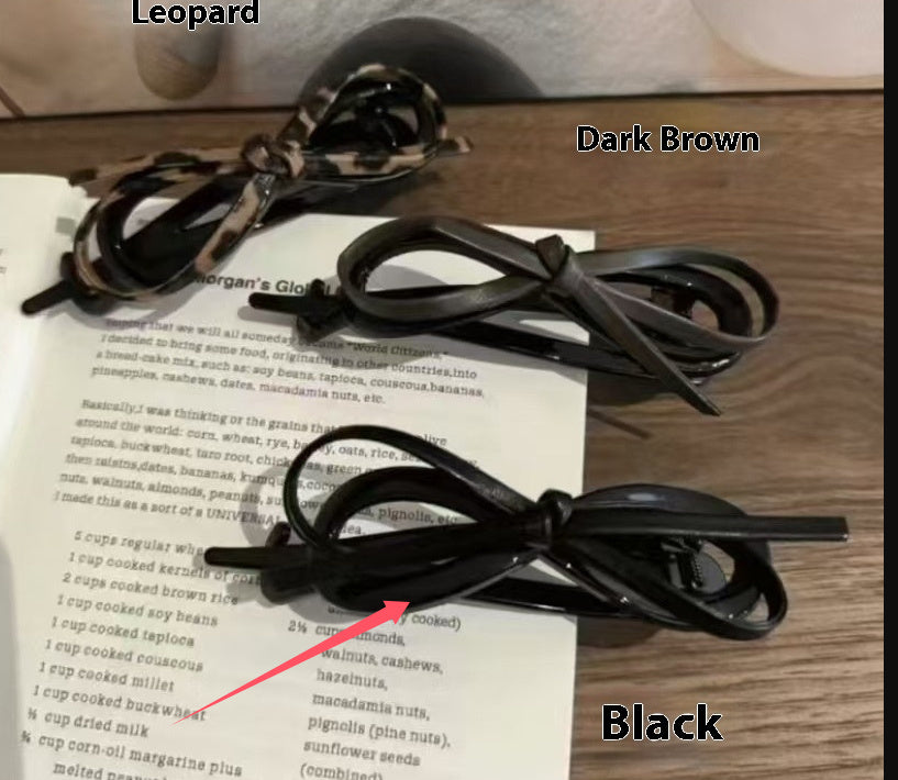 Elegant Leather Bow Banana Clip Back Head