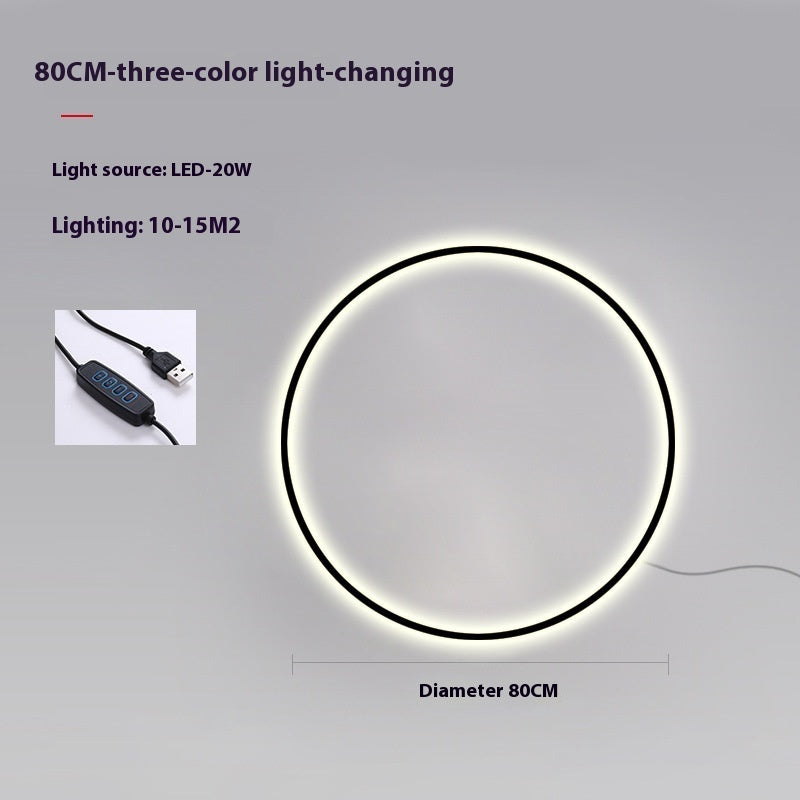 Minimalist Round Bedroom Bedside Lamp Wireless Living Room Sofa Background Wall Hotel Decorative Wall Lamp