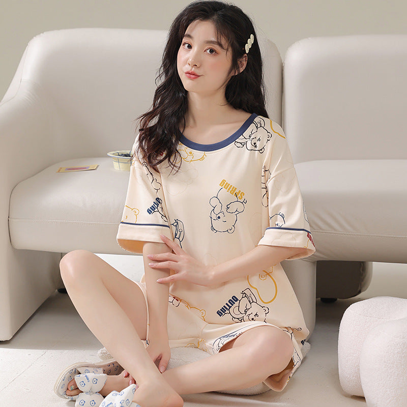 Pajamas Summer Women's Suit Pure Cotton High-grade Short-sleeved Shorts