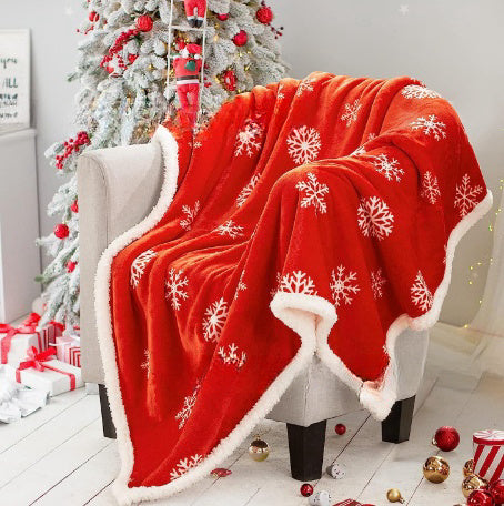 Christmas Printing Double Layer Thickened Fleece Cover Blanket