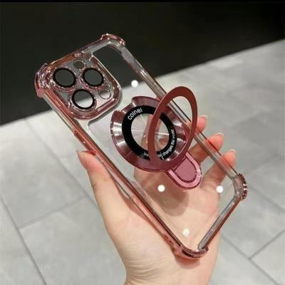 Applicable Electroplating Bracket Magnetic Suction Space Shell Full Cover Phone Case Twelve Protective Cover