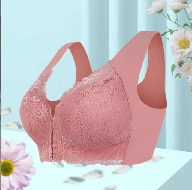 Plus Size Front Buckle Thin Bra Lace Wireless
