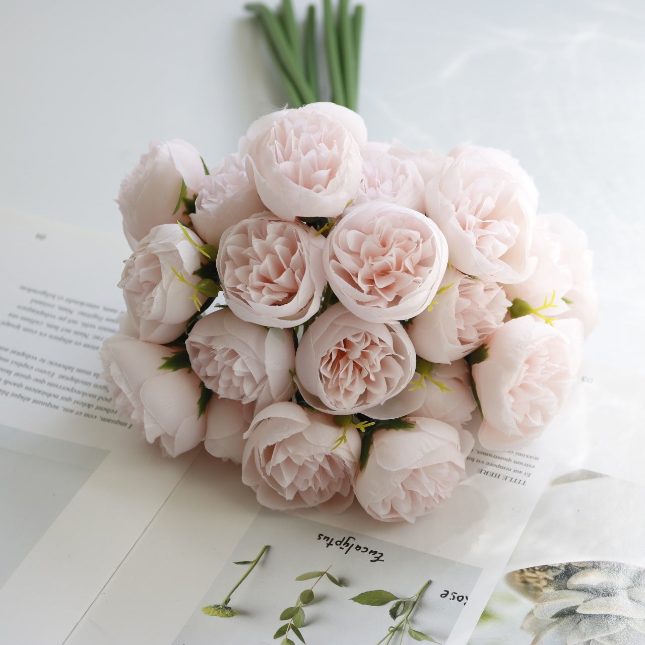 27 Head Tea Rose Bouquet Simulation Fake Flower Wedding Bouquet Home Decoration