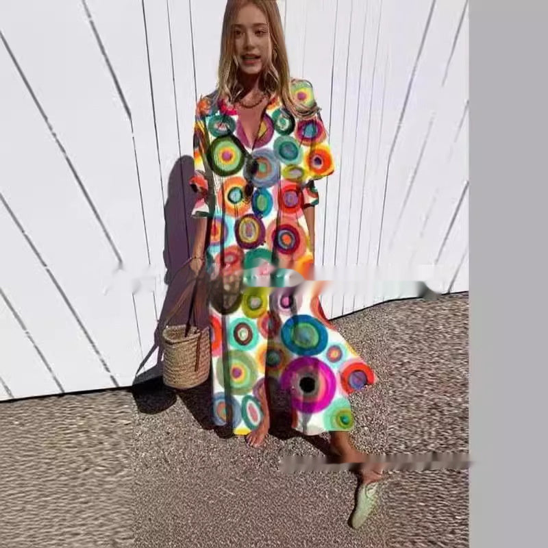 European And American Ladies Casual Printing Temperament Commute Dress