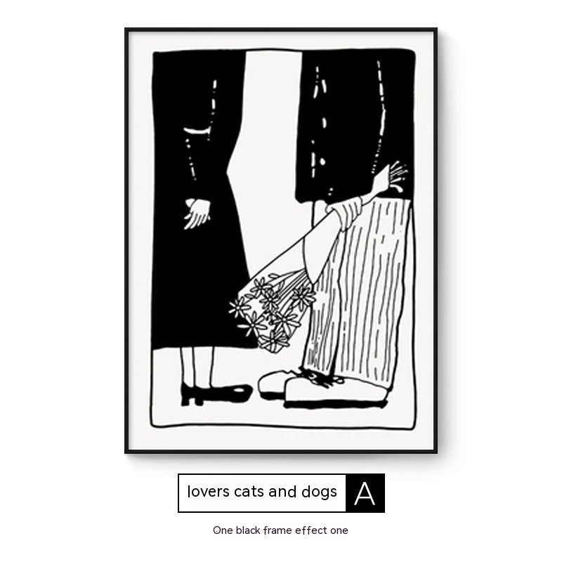 Cat And Dog Abstract Style Decorative Painting Interesting Art Style