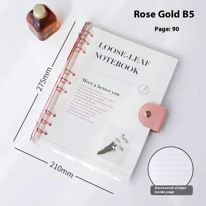 Simple Transparent Pvc Transparent Shell Loose Spiral Notebook Removable