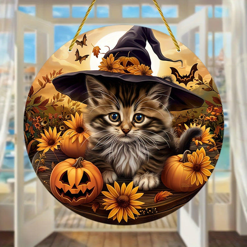 Acrylic Halloween Witch Pendant Color Disc Wall Decorations