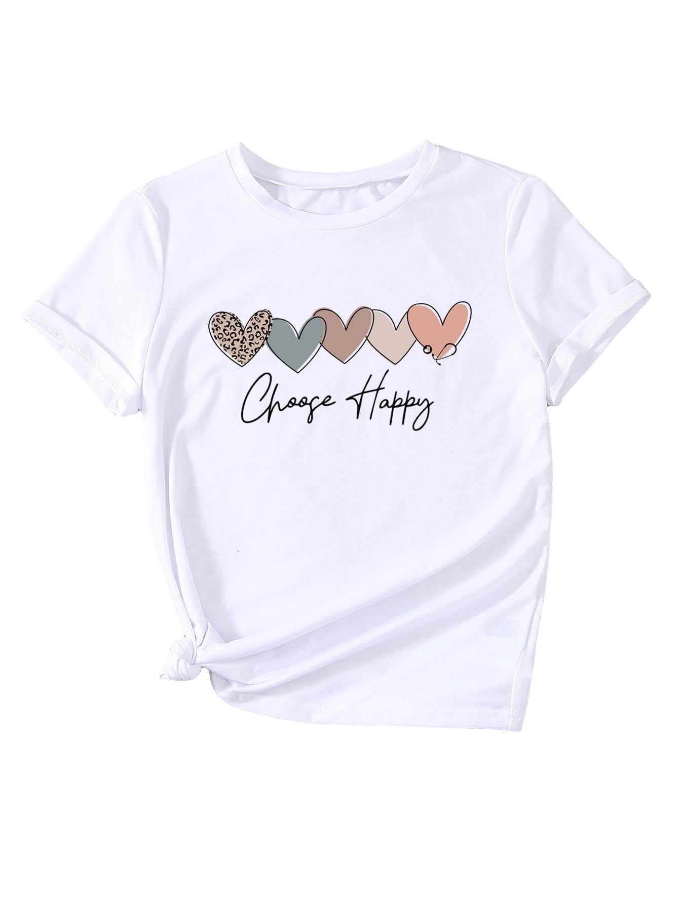 Spring Summer Fashion Casual Creative Flower Love Women's T-shirt