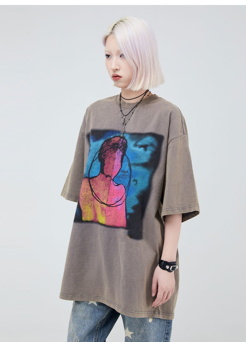 Men's Washed And Worn Short-sleeved T-shirt