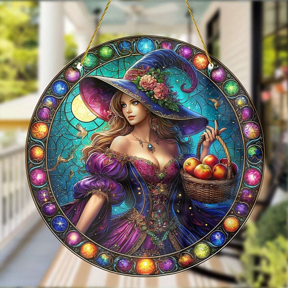 Acrylic Halloween Witch Pendant Color Disc Wall Decorations
