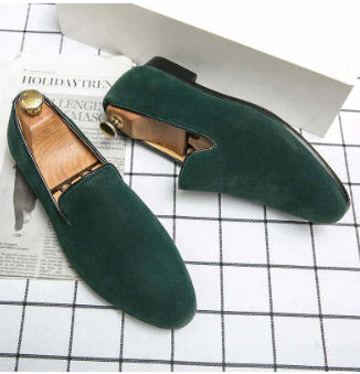 Men'S Pedal Peas Shoes Lazy Set Feet Suede Nubuck Leather Loafers Hair Stylist Shoes