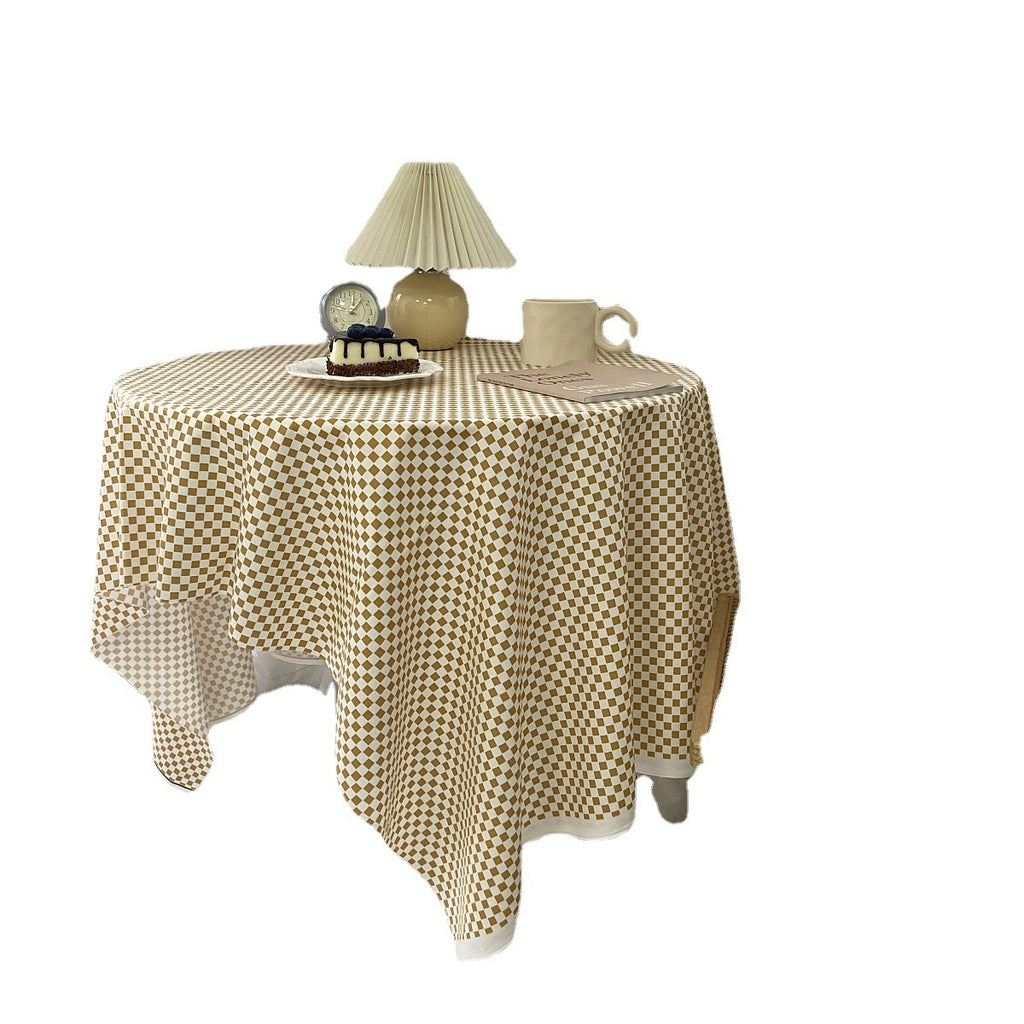 Yellow Checkered Contrast Color Tablecloth