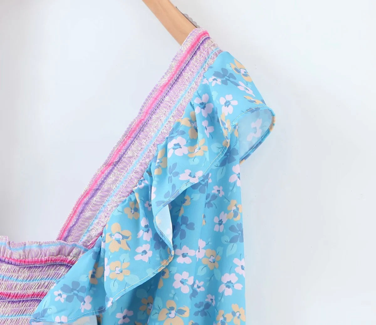 Bohemian Resort Style Romantic Printed Puff Sleeve Dress