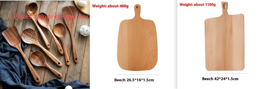 Spatula Kitchenware Suit Teak Head Shovel Salad Stir Soup Pasta Spoon Kitchen