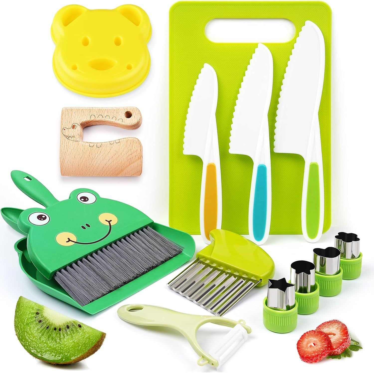 Wave Cutting Board Plastic Fruit Knife Set
