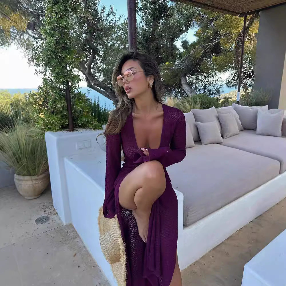 European And American Style Cutout Split Dress Women