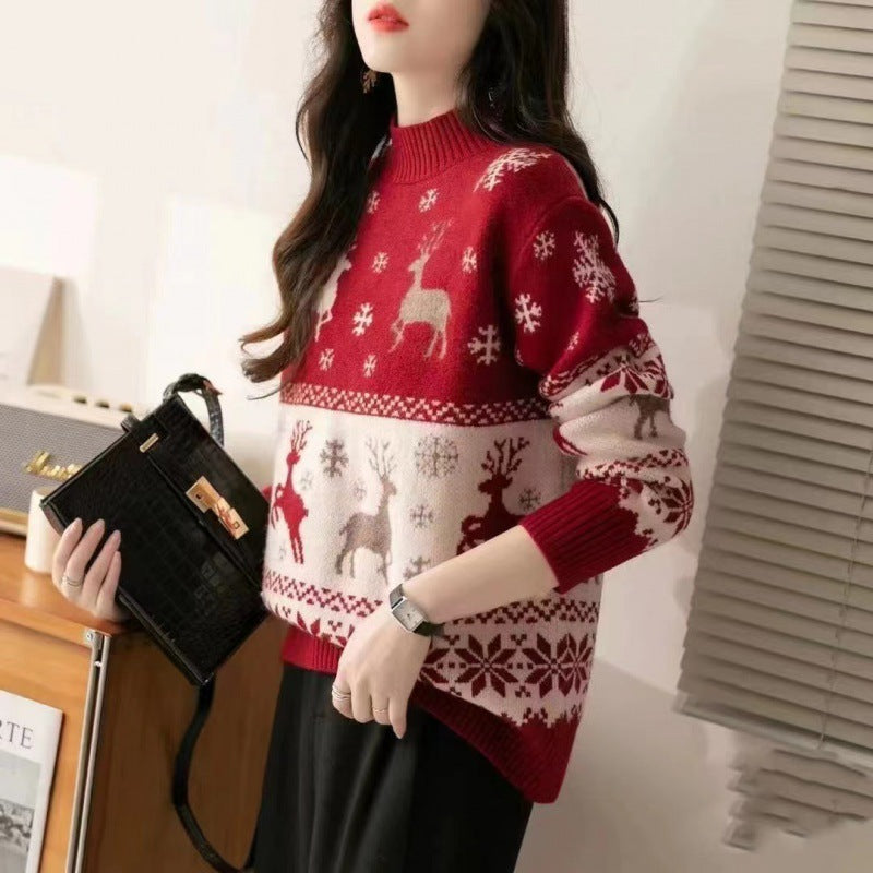 Autumn And Winter Christmas Couple Theme Sweater Women