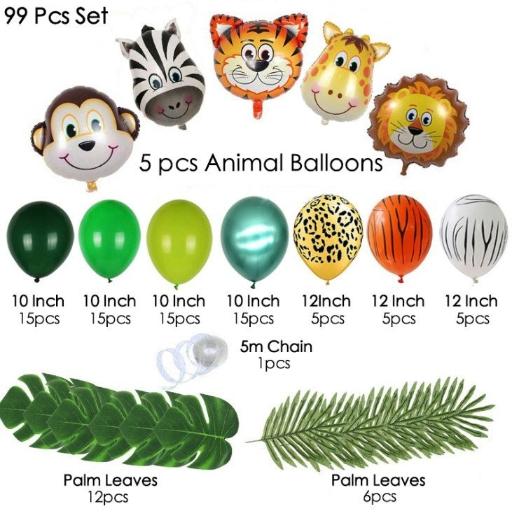 Animal Head Birthday Party Balloon Jungle Set Monstera Theme