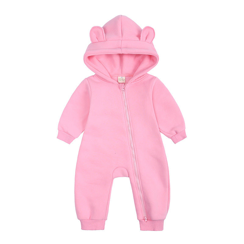 Baby Fashion Simple Solid Color Thick Jumpsuit