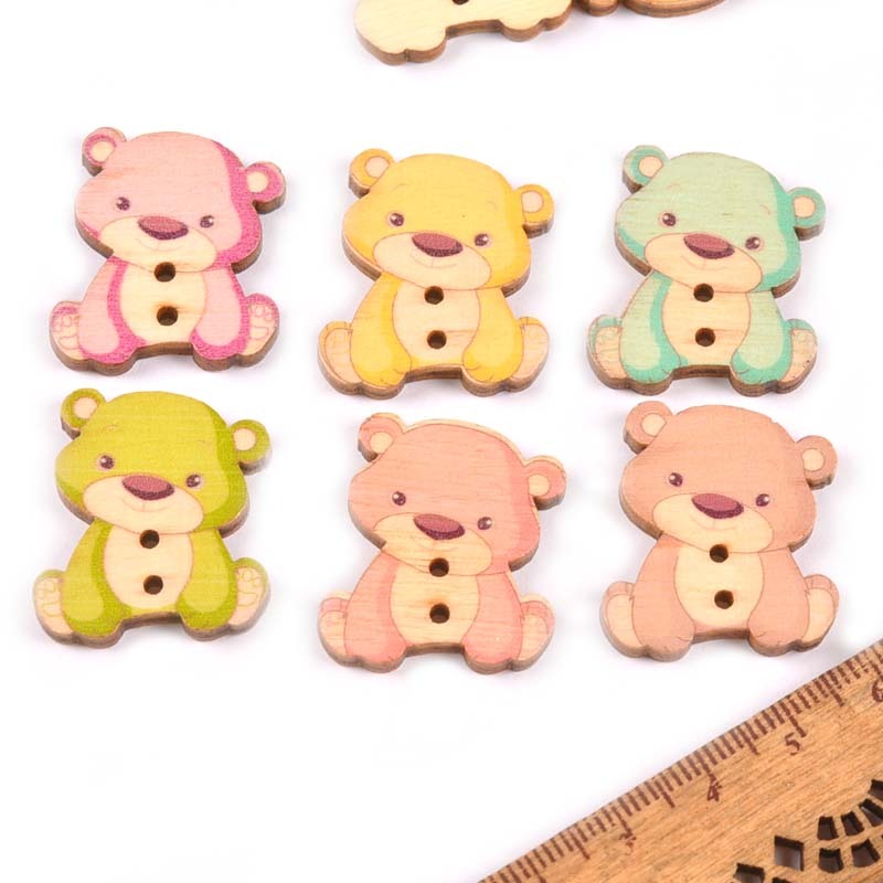 Children's Handmade Cartoon Wooden Buttons