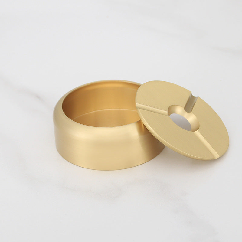 Creative Home Office With Cover Anti-Flying Brass Ashtray