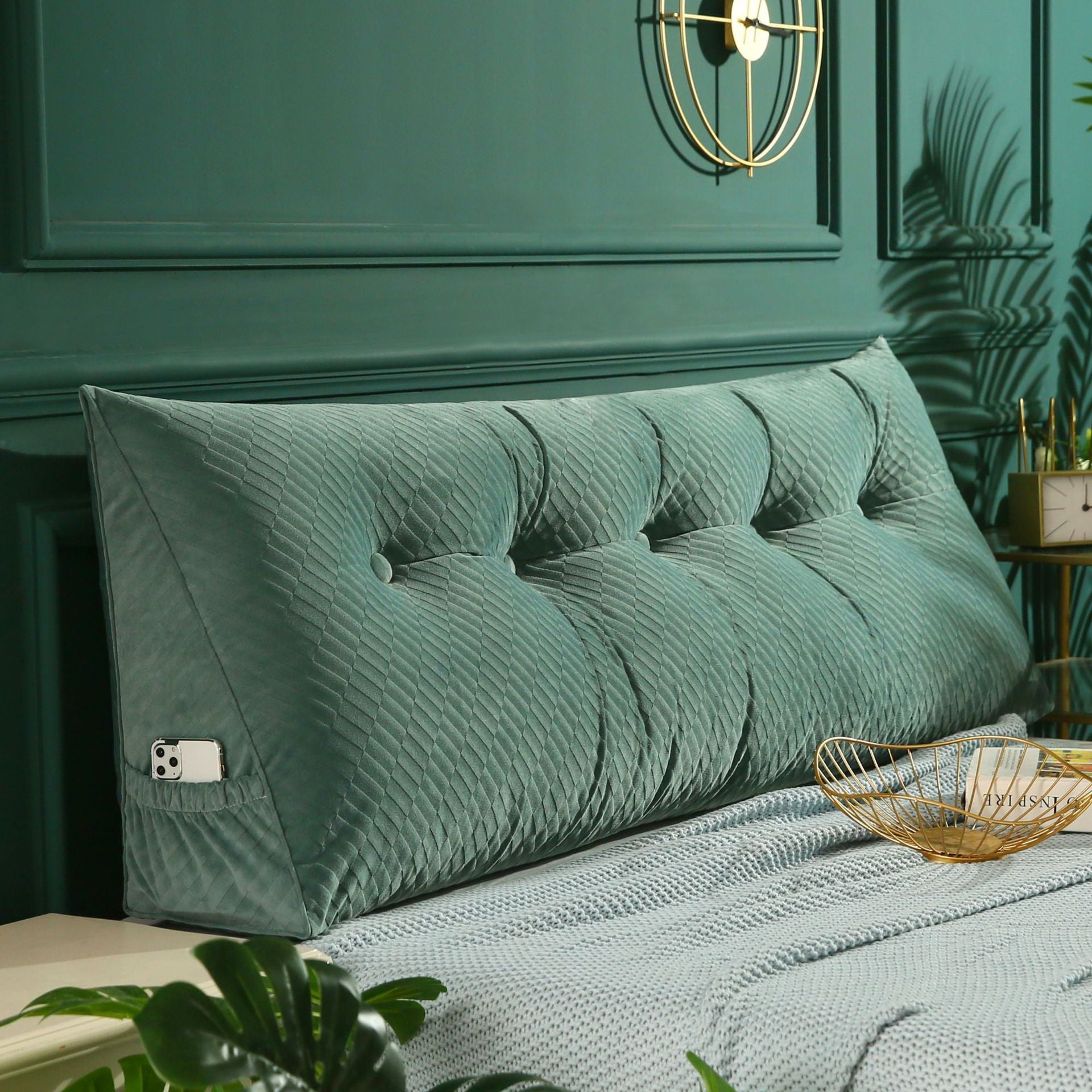 Three Dimensional Velvet Triangle Big Cushion Bedside Cushion Can Be