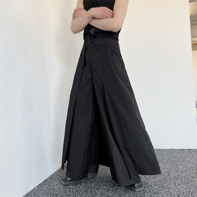 Double Layered Wide Leg Pants For Casual Stage Wear